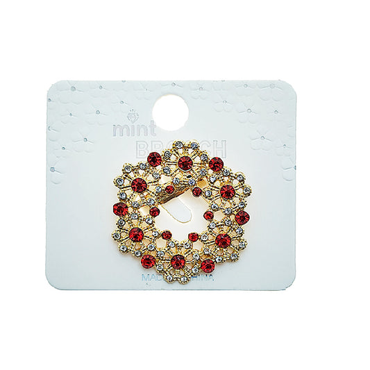 Rhinestone Flower Wreath Brooch