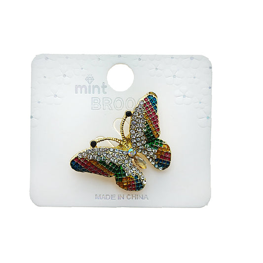 Rhinestone Enamel Butterfly Brooch