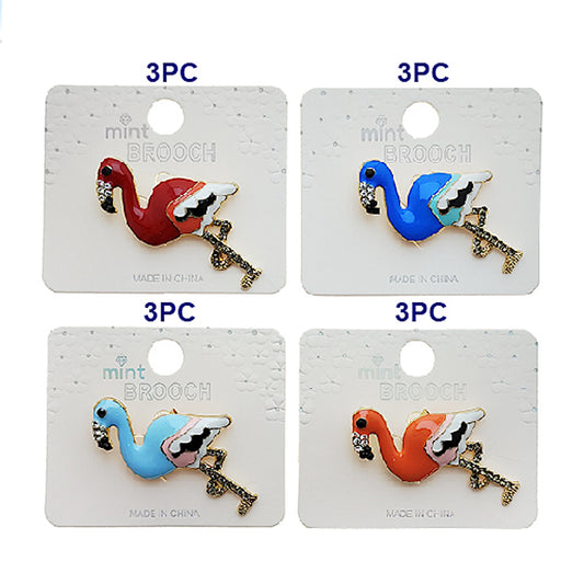 Enamel Flamingo Brooch