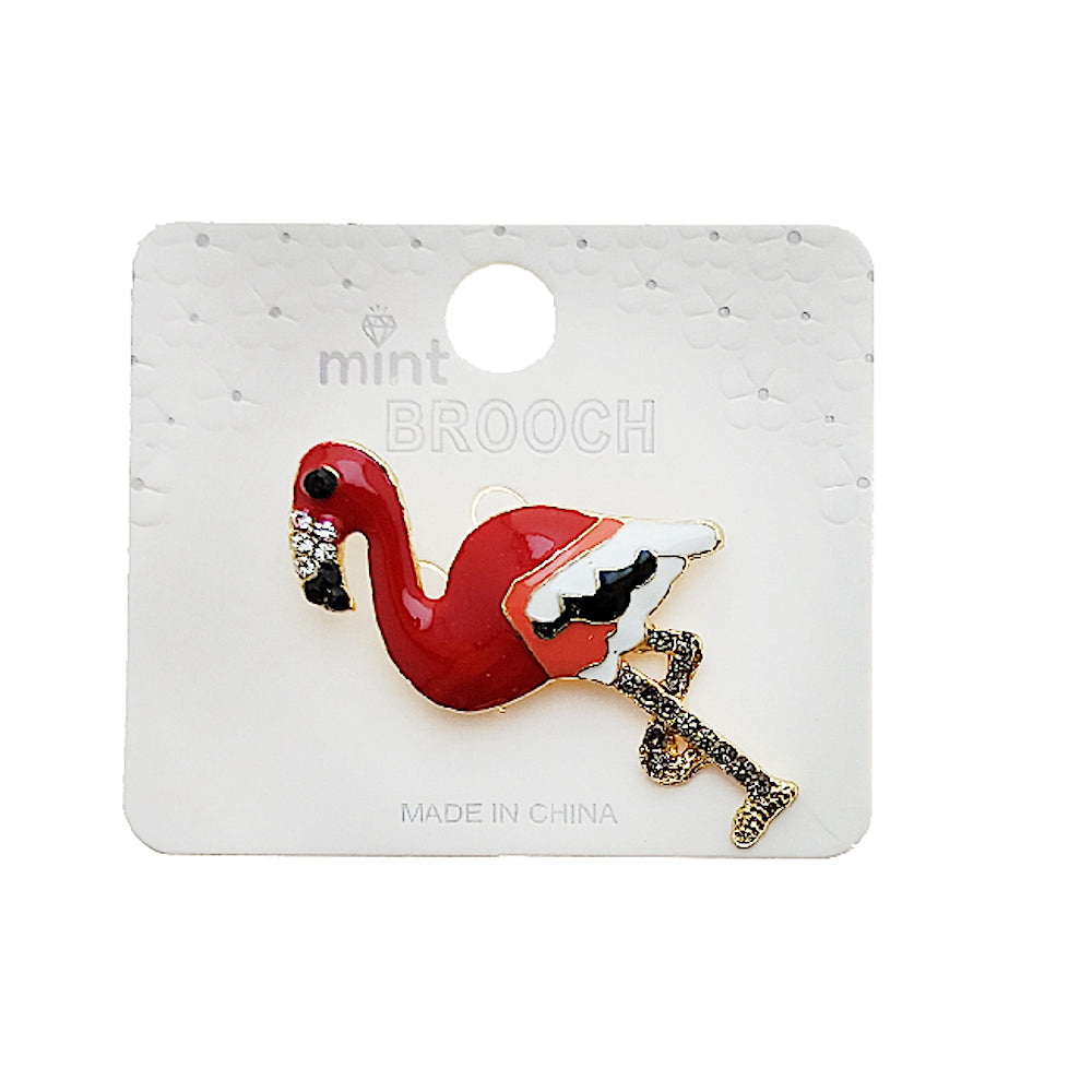Enamel Flamingo Brooch