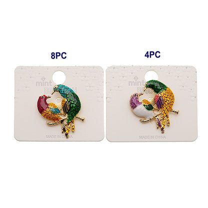 Enamel Perched Lovebirds Brooch