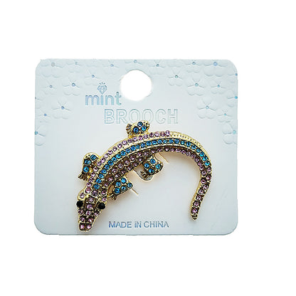Rhinestone Alligator Brooch