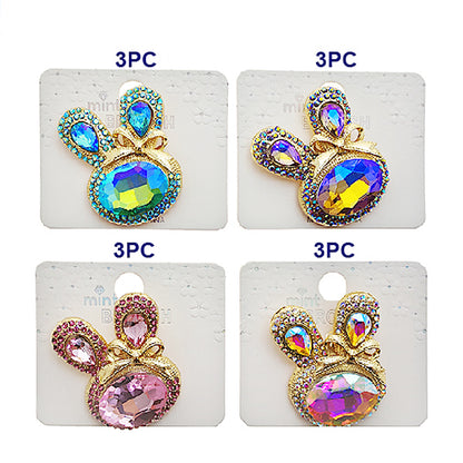 Iridescent Crystal Rabbit Head Brooch