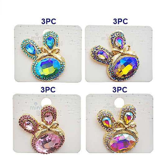 Iridescent Crystal Rabbit Head Brooch