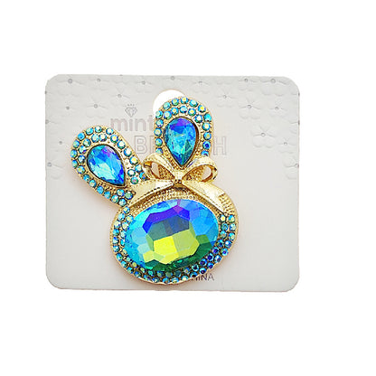 Iridescent Crystal Rabbit Head Brooch