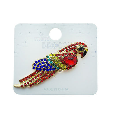 Rhinestone Parrot Brooch