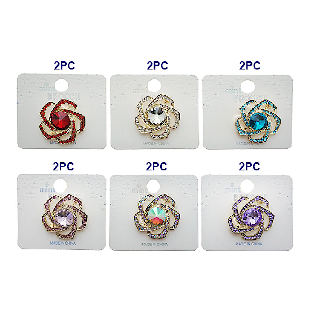 Rhinestone Crystal Flower Brooch