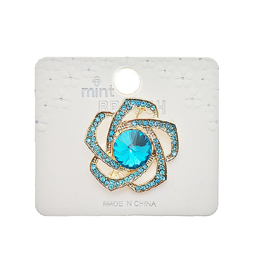 Rhinestone Crystal Flower Brooch