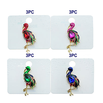 Crystal Heron Brooch