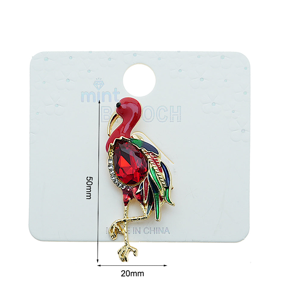 Crystal Heron Brooch