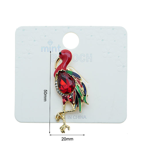 Crystal Heron Brooch