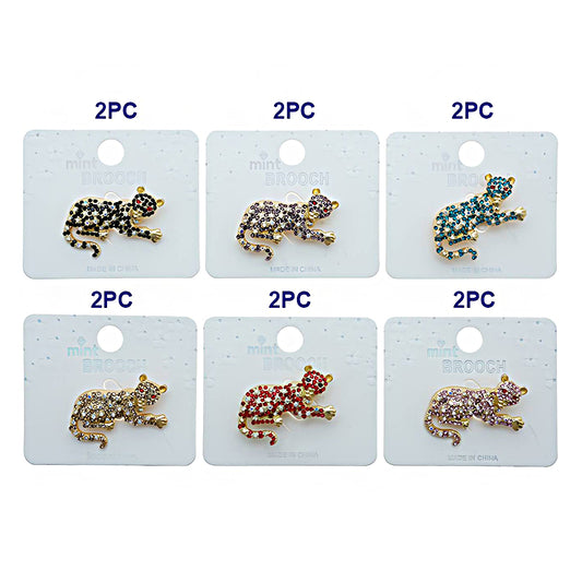 Rhinestone Leopard Brooch