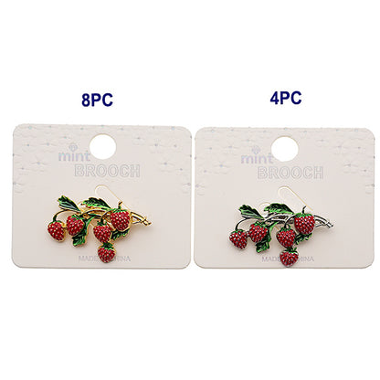 Enamel Strawberry Branch Brooch