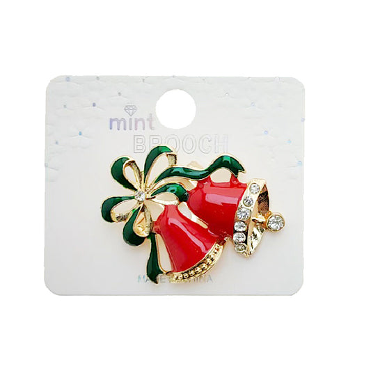 Enamel Christmas Bells Brooch Pin