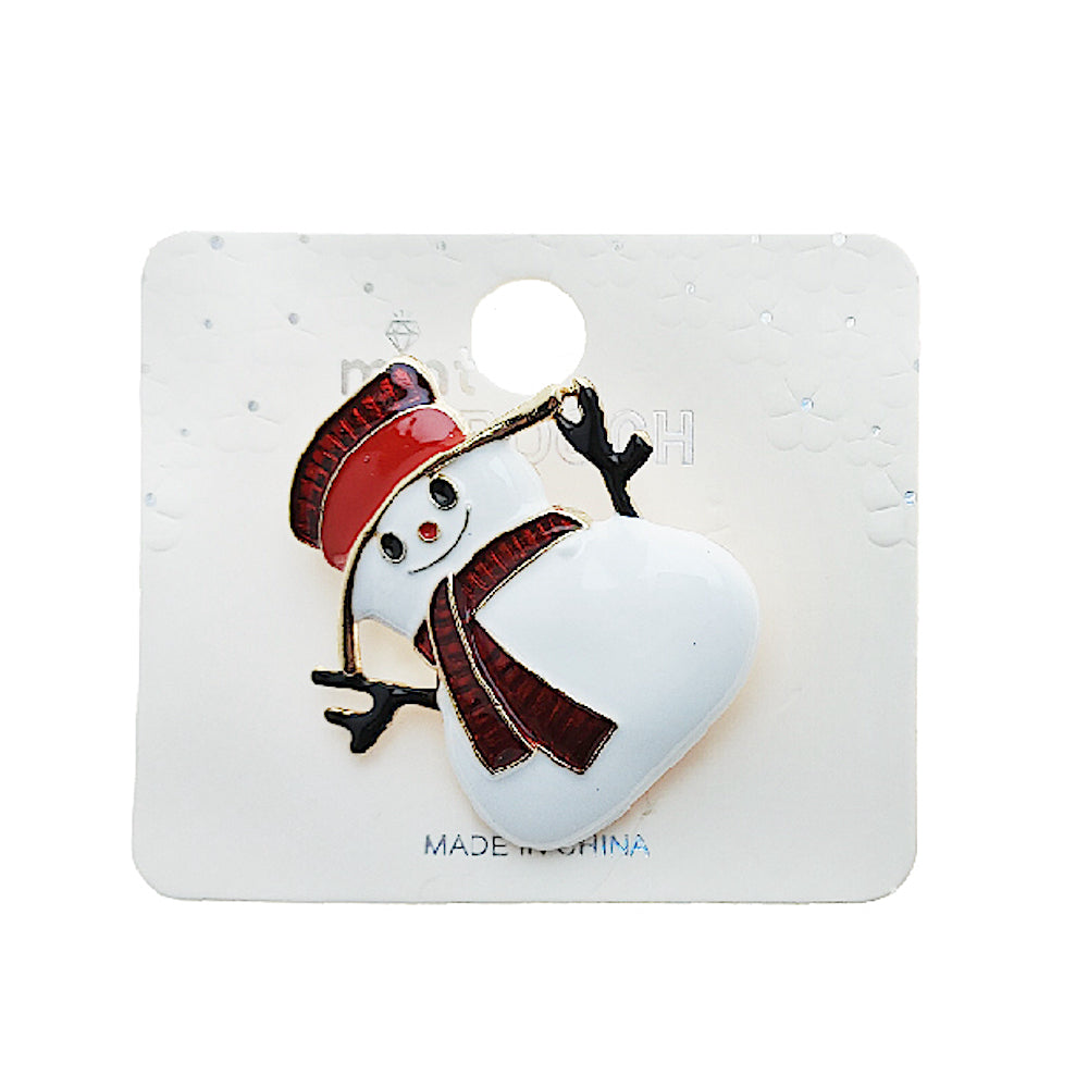 Enamel Christmas Snowman Brooch Pin