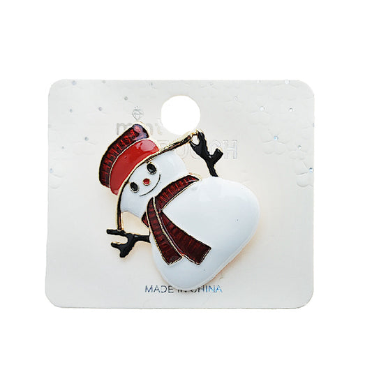 Enamel Christmas Snowman Brooch Pin