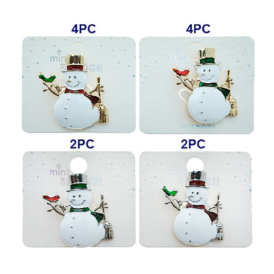 Enamel Christmas Snowman Brooch Pin
