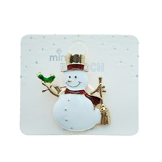 Enamel Christmas Snowman Brooch Pin