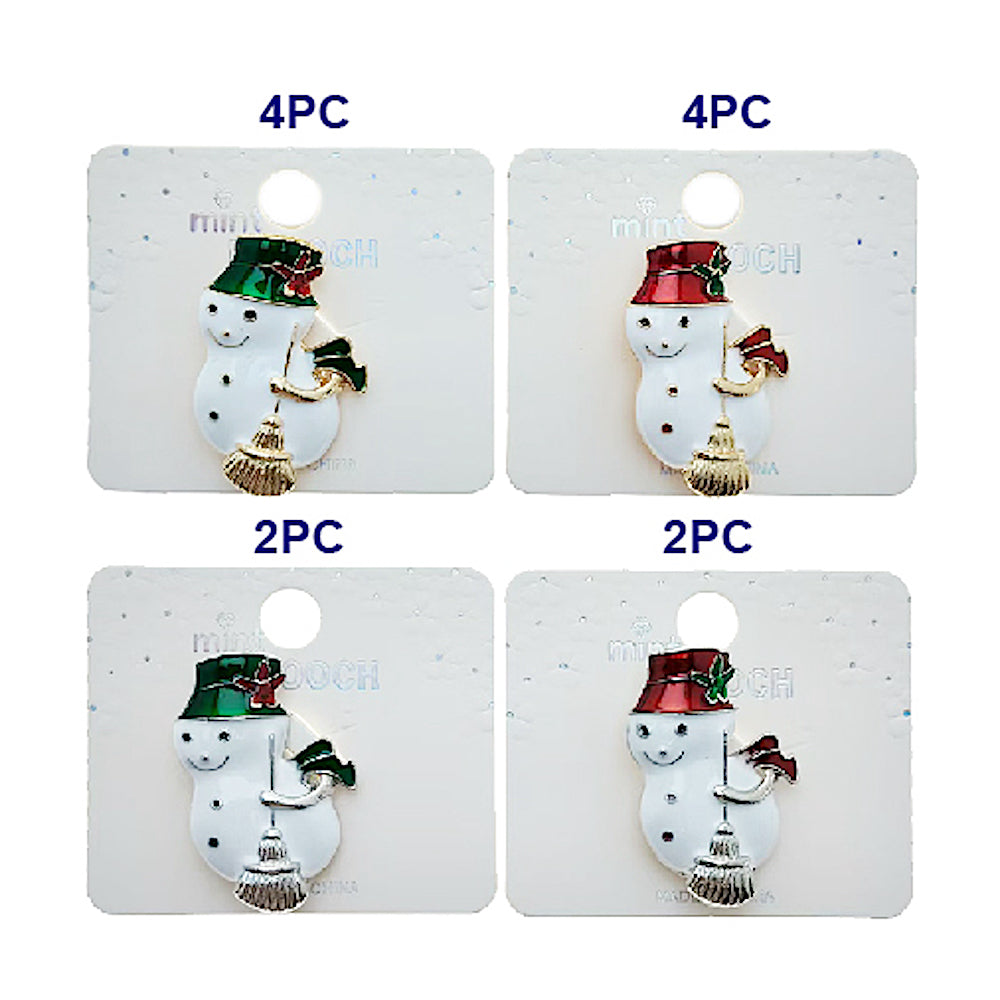 Enamel Christmas Snowman Brooch Pin
