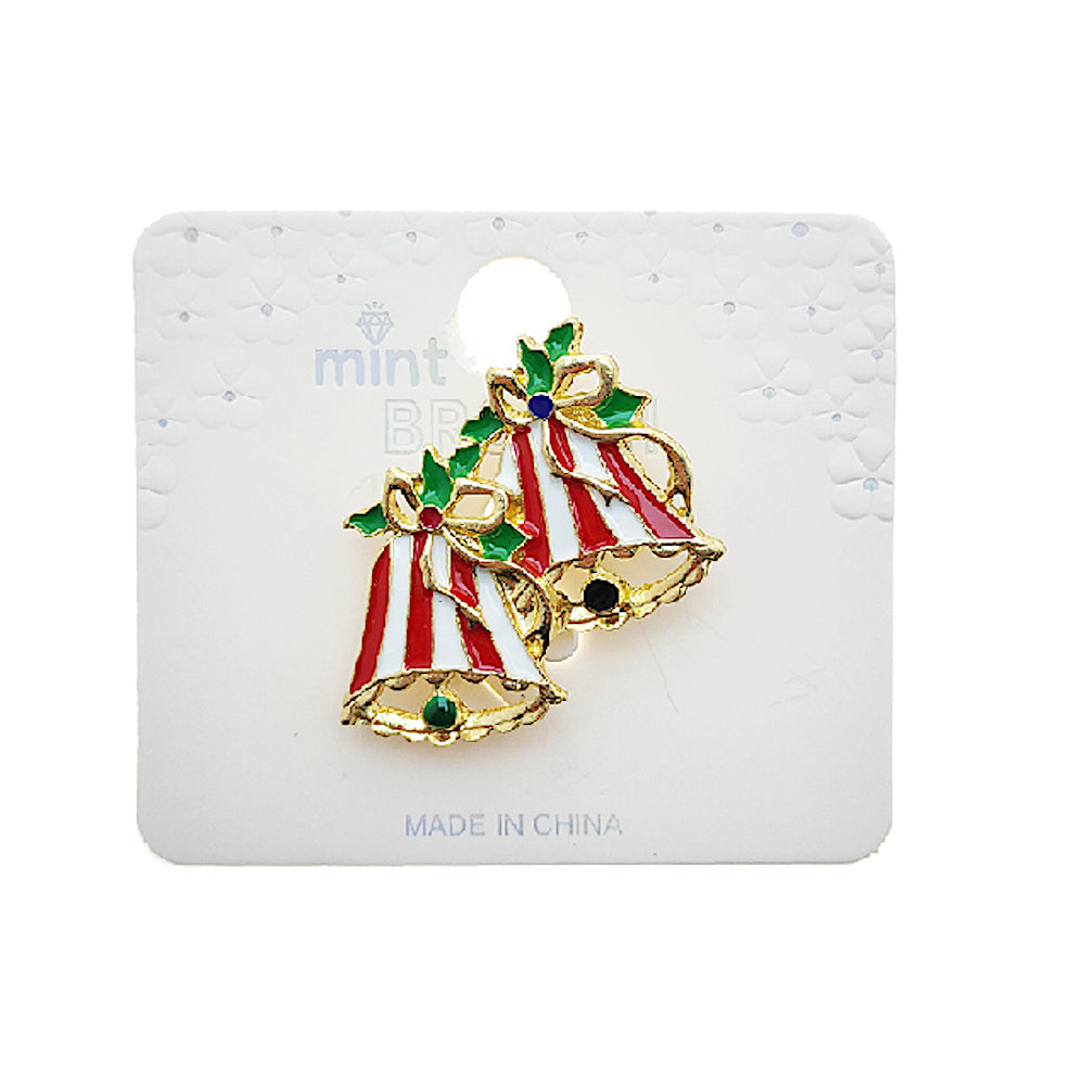 Enamel Christmas Bells Brooch Pin
