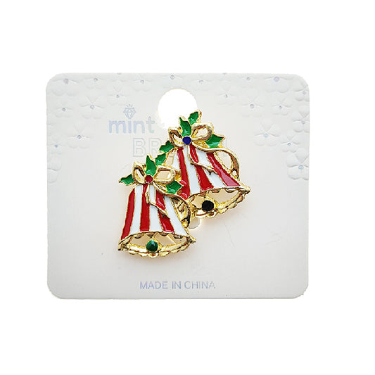 Enamel Christmas Bells Brooch Pin