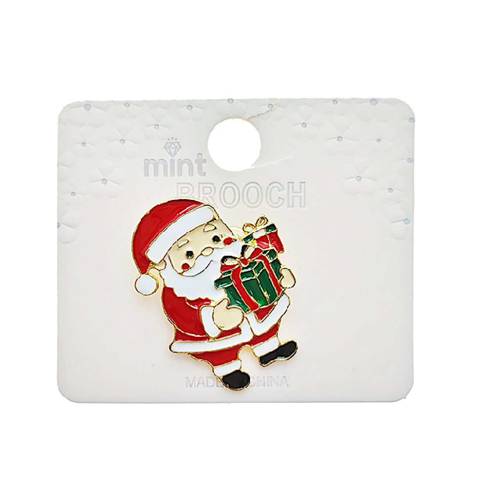 Enamel Christmas Santa Brooch Pin