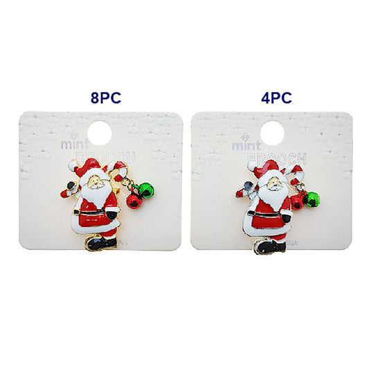 Enamel Christmas Santa Jingle Bell Brooch Pin