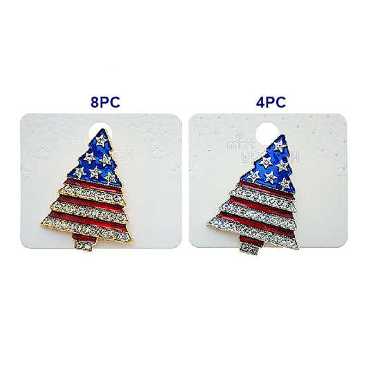 USA American Flag Christmas Tree Brooch Pin