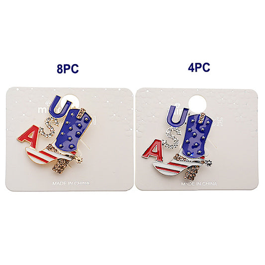 Enamel USA Western Boot Brooch