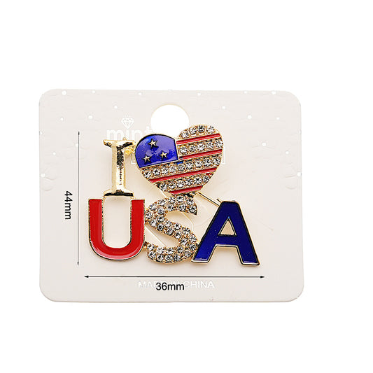 Enamel I Love USA Brooch