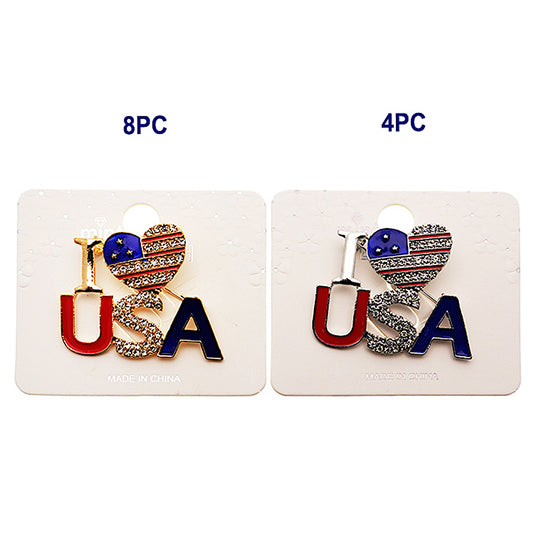 Enamel I Love USA Brooch