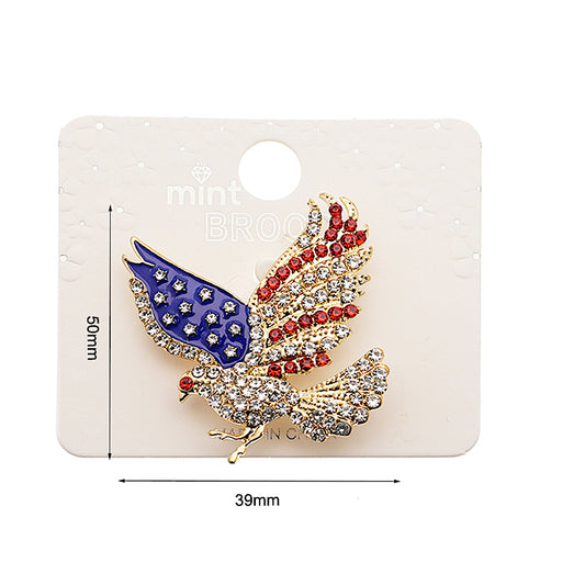 Rhinestone Patriotic American Eagle Brooch