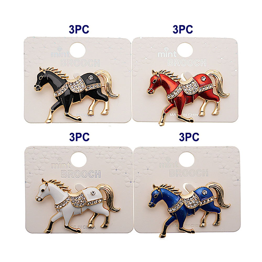 Enamel Racing Horse Brooch