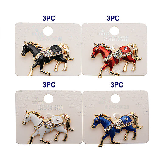 Enamel Racing Horse Brooch