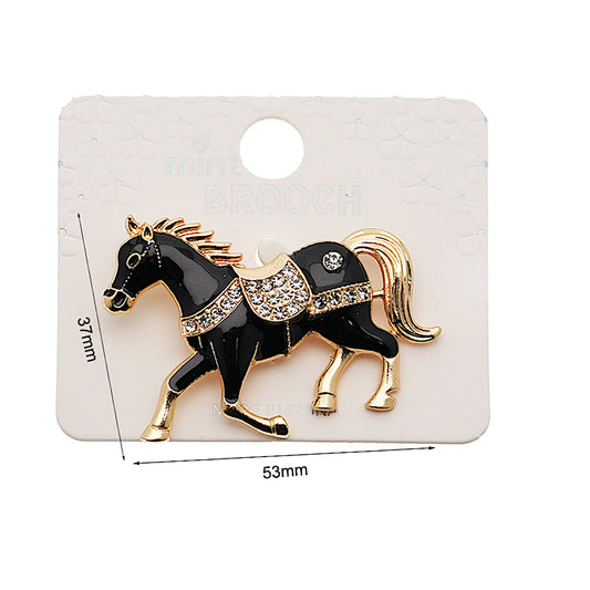 Enamel Racing Horse Brooch