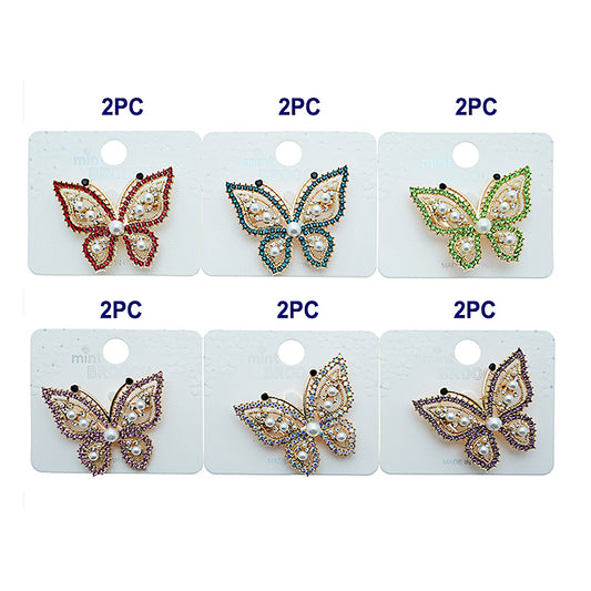 Rhinestone Pearl Butterfly Brooch