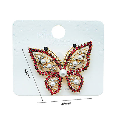 Rhinestone Pearl Butterfly Brooch