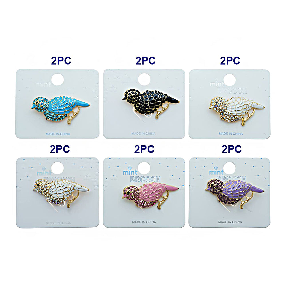 Rhinestone Enamel Bird Brooch