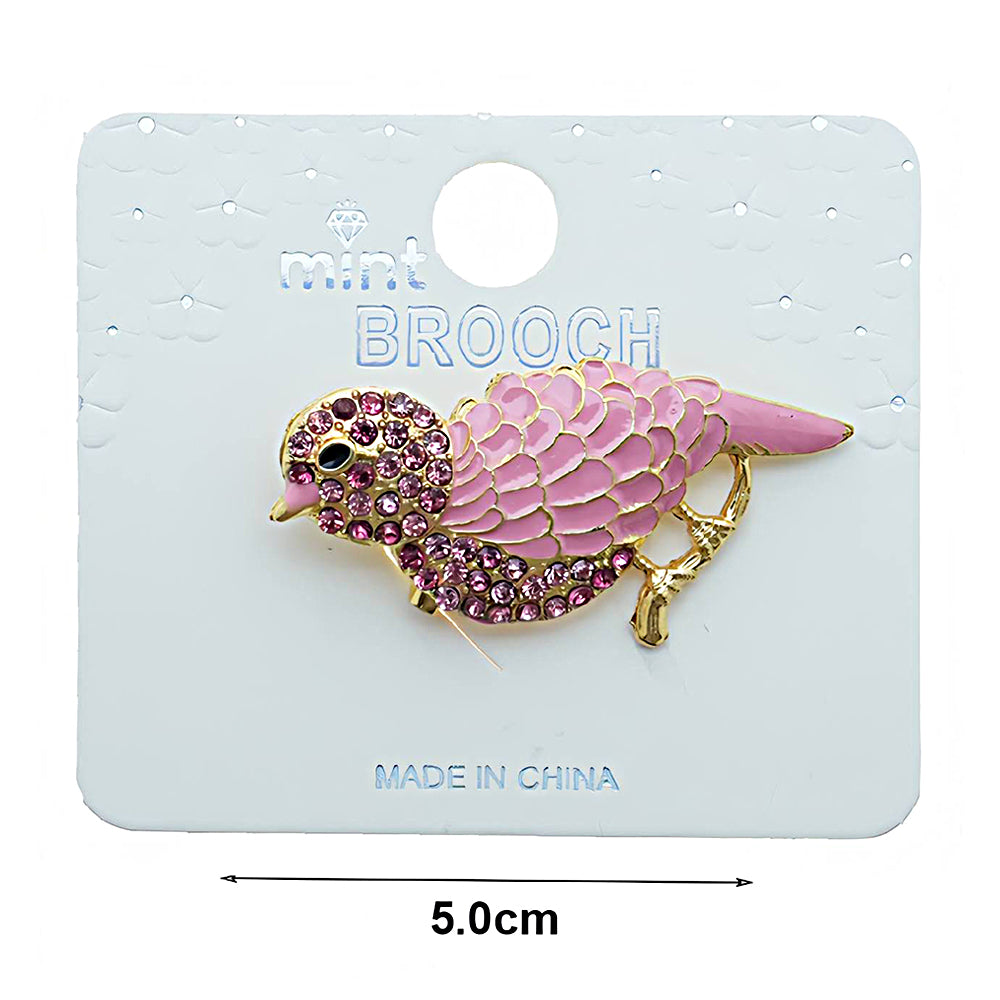 Rhinestone Enamel Bird Brooch
