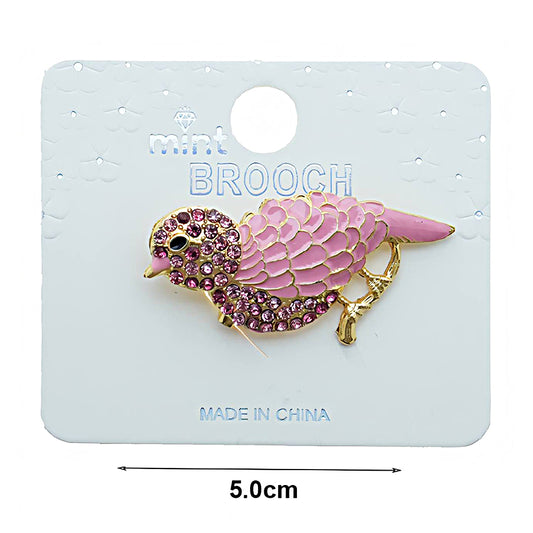 Rhinestone Enamel Bird Brooch