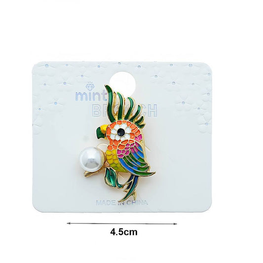 Enamel Tropical Bird Brooch
