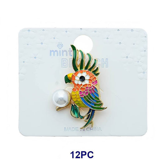 Enamel Tropical Bird Brooch