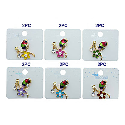 Enamel Perched Bird Brooch