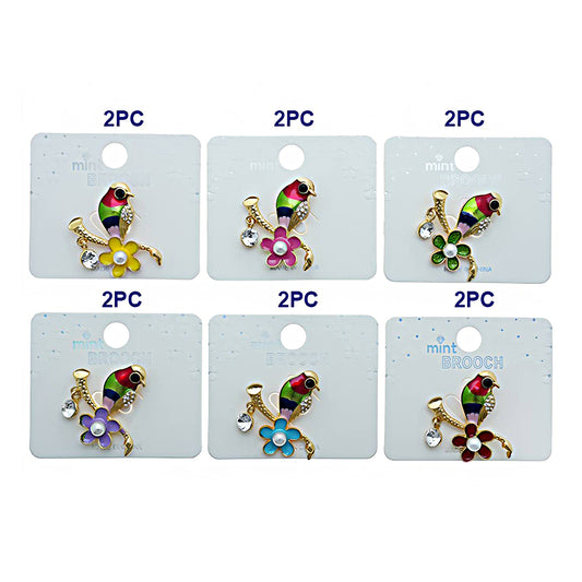 Enamel Perched Bird Brooch