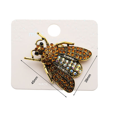 Rhinestone Bee Insect Brooch
