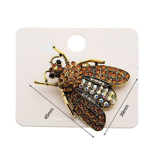 Rhinestone Bee Insect Brooch