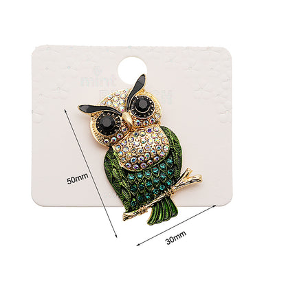 Rhinestone Owl Brooch
