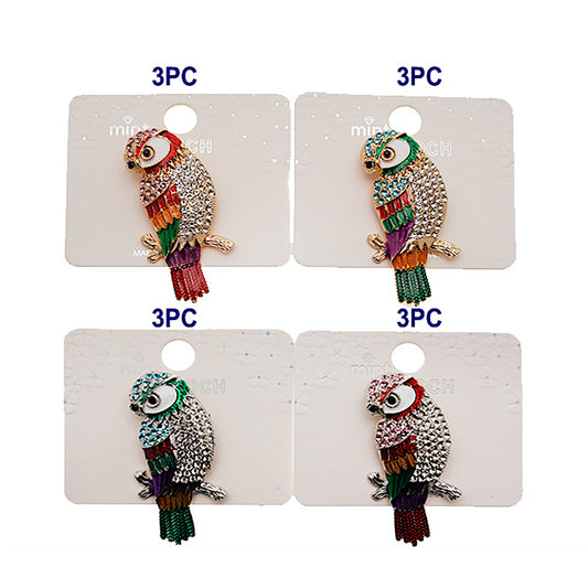 Rhinestone Perched Parrot Brooch