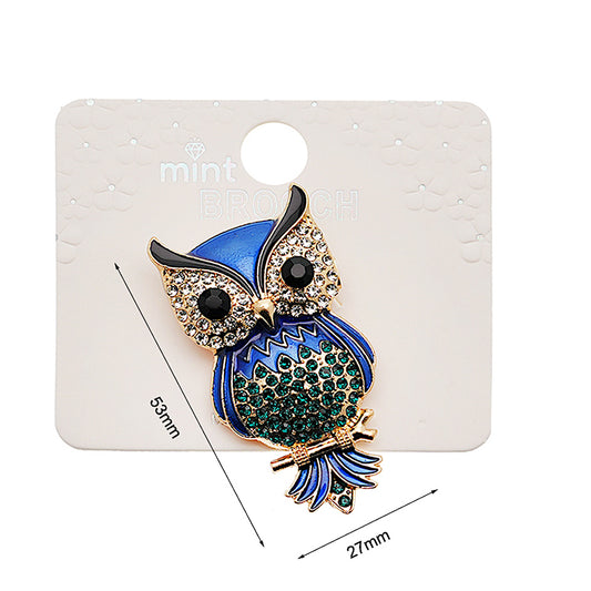 Rhinestone Owl Brooch