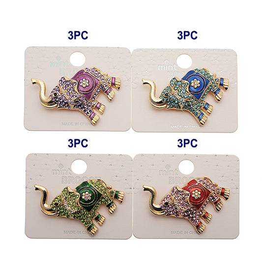 Rhinestone Elephant Brooch